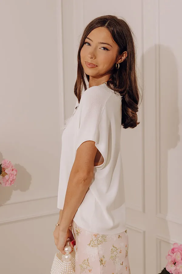 Casual Luxe Lace Trim Knit Top in Ivory sold by Impressions product image thumbnail 3