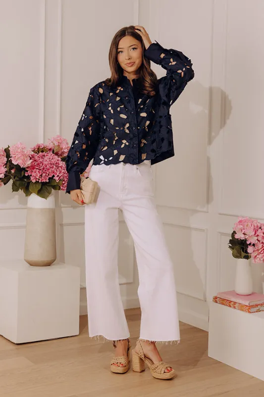 Downtown Darling Floral Embroidered Button Up Top made by THML