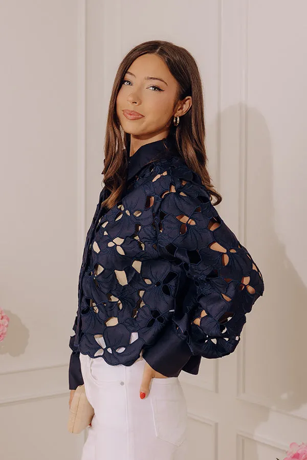 Downtown Darling Floral Embroidered Button Up Top sold by Impressions product image thumbnail 2