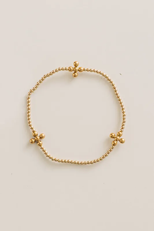 Enewton Beaded 3mm Gold Signature Cross 2mm Gold Bracelet made by enewton