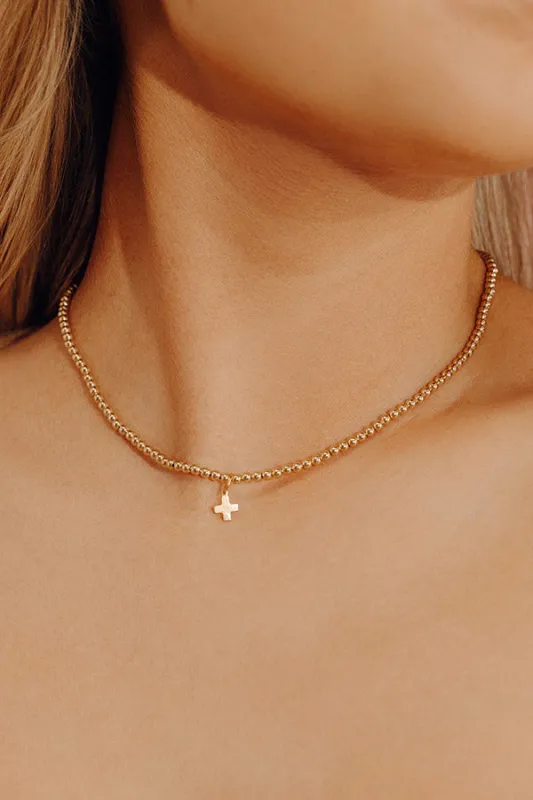 Enewton Classic Gold 3mm Signature Cross Gold Charm Choker in 15 inches made by enewton