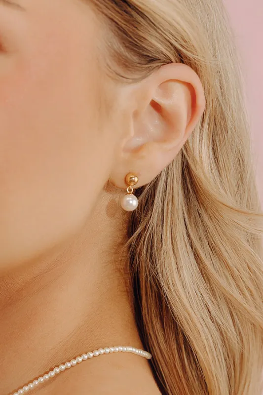 Enewton Classic 8mm Ball Drop Stud Earrings in Pearl made by enewton