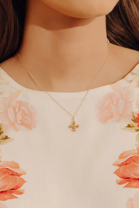 Enewton Signature Cross Beaded Gold Charm Necklace made by enewton