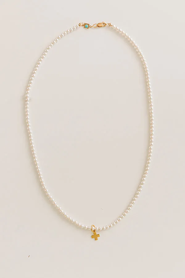 Enewton Classic Pearl 3mm Signature Cross Gold Charm Choker in 17 inches sold by Impressions product image thumbnail 3