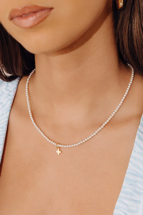 Enewton Classic Pearl 3mm Signature Cross Gold Charm Choker in 17 inches sold by Impressions