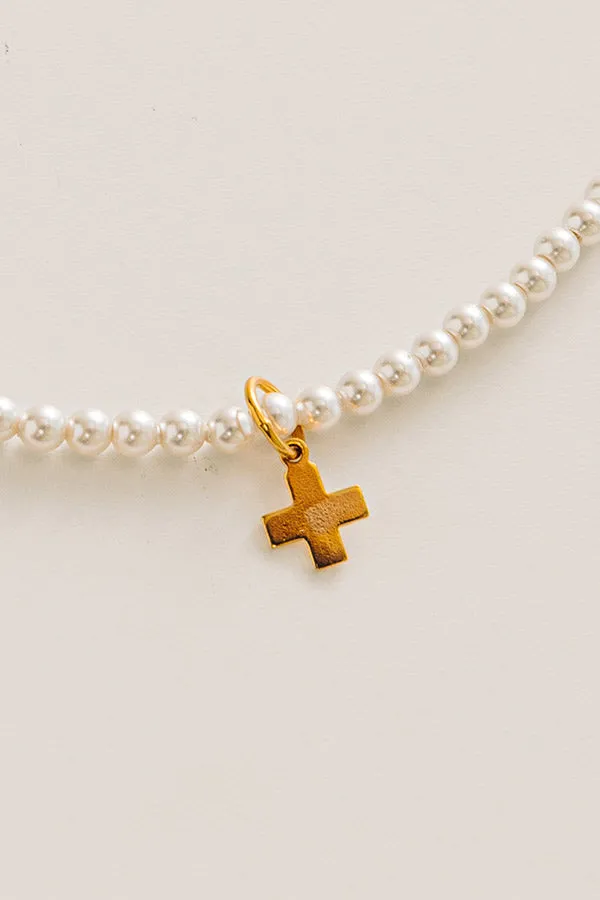 Enewton Classic Pearl 3mm Signature Cross Gold Charm Choker in 15 inches sold by Impressions product image thumbnail 2