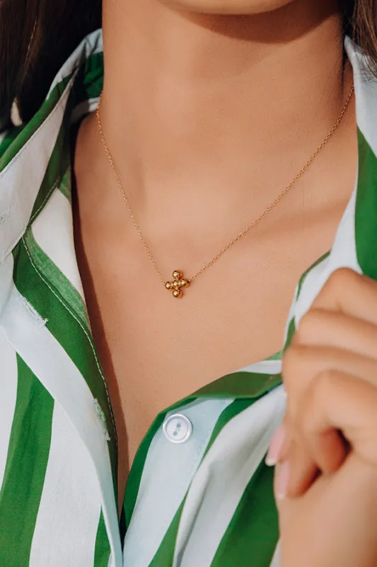 Enewton Signature Cross Beaded Gold Necklace in 4mm made by enewton
