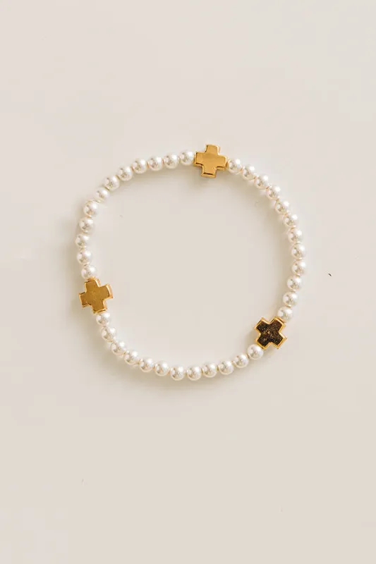 Enewton Signature Cross 4mm Pearl Bracelet made by enewton