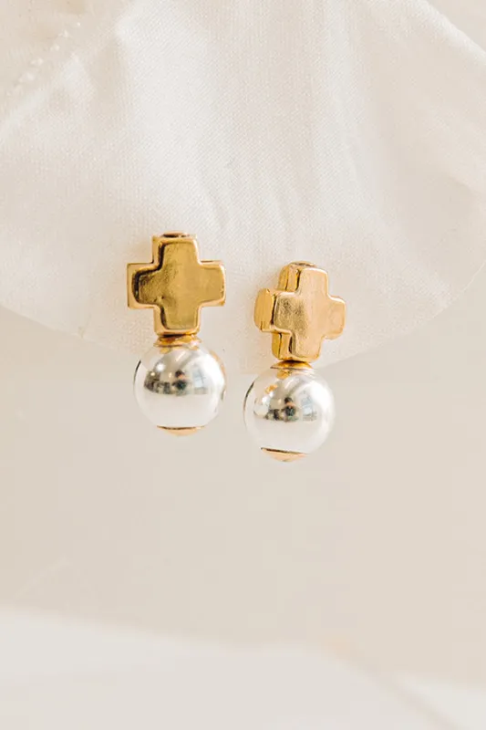 Enewton Signature Gold Cross Classic Drop Earrings in Silver made by enewton