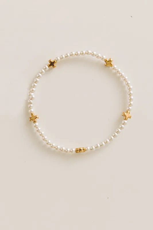 Enewton Signature Cross Small 3mm Pearl Bracelet made by enewton