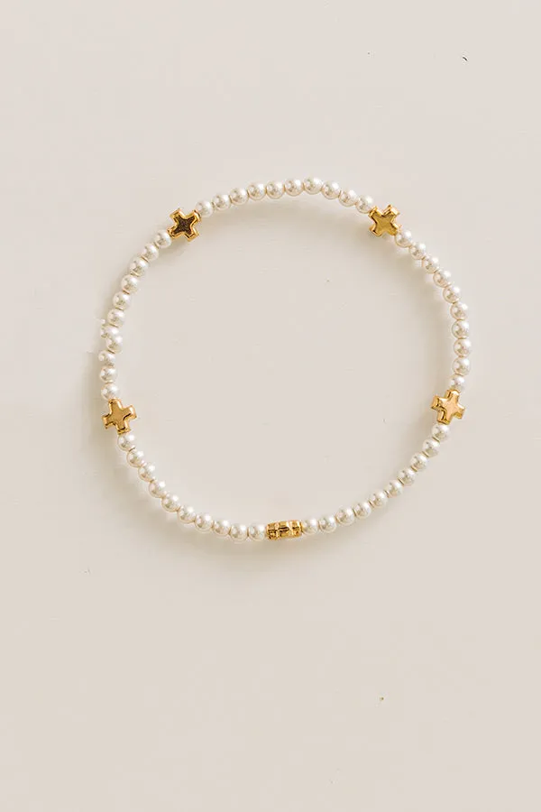 Enewton Signature Cross Small 3mm Pearl Bracelet sold by Impressions