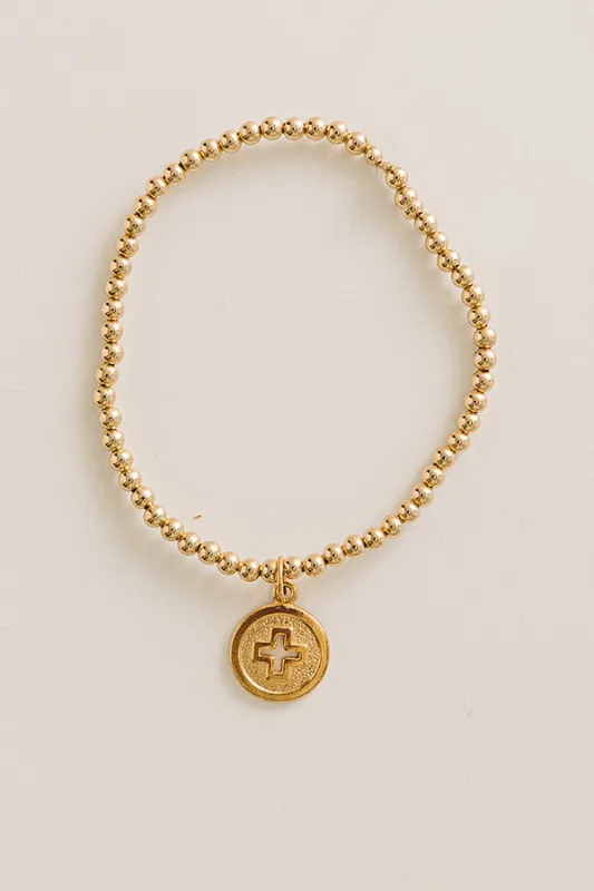 Enewton Classic Gold 3mm Bracelet in Signature Cross Gold Disc made by enewton