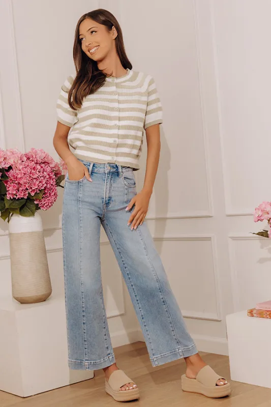 RISEN Sloane High Waist Wide Leg Jeans in Light Wash made by Risen