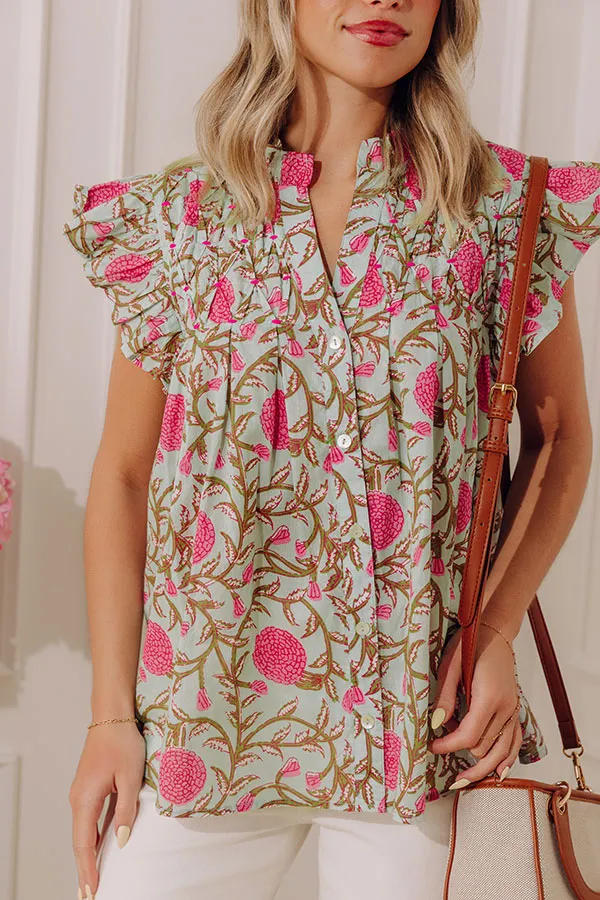 Out With The Girls Floral Top in Light Mint sold by Impressions product image thumbnail 4