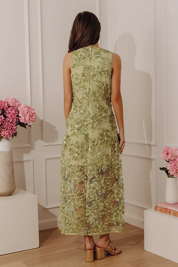 Kissed By Petals Floral Midi Dress in Sage sold by Impressions product image thumbnail 2
