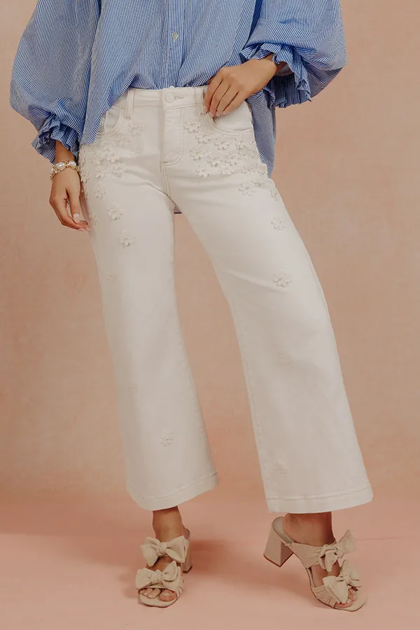RISEN Polly Midrise Floral Embellished Wide Leg Jean sold by Impressions