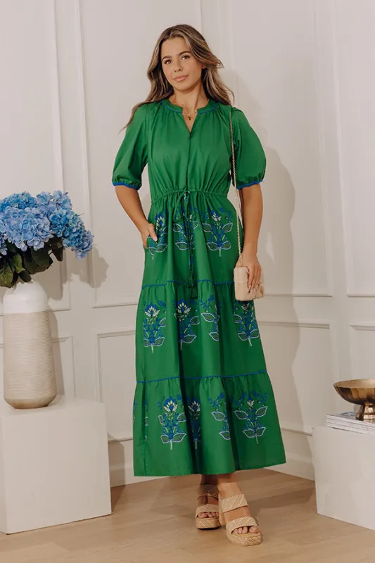 Santorini Garden Floral Tiered Midi Dress made by Sugarlips