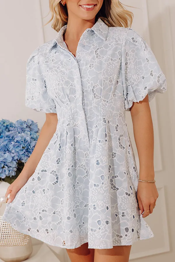 Lovely Moments Floral Lace Mini Dress in Sky Blue sold by Impressions product image thumbnail 5