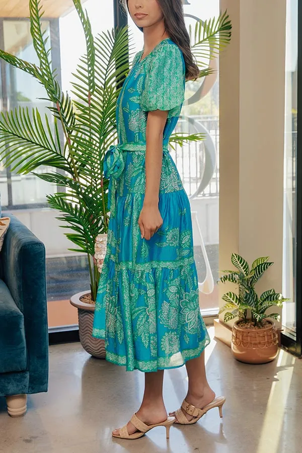 Portofino Stroll Floral Linen-Blend Midi Dress sold by Impressions product image thumbnail 3
