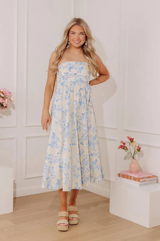 Venetian Garden Ruched Floral Midi Dress made by Olivaceous