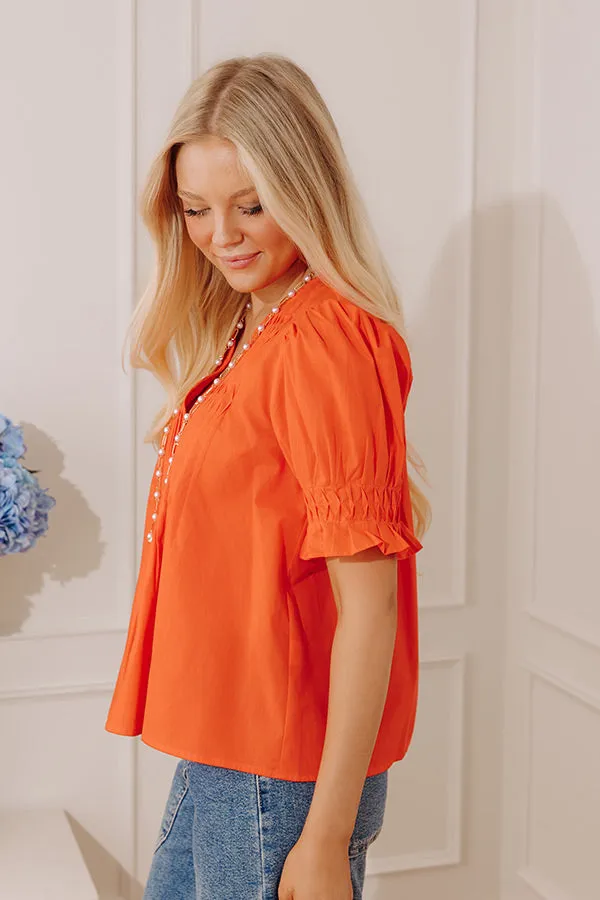 Uptown Darling Button Down Top in Tangerine sold by Impressions product image thumbnail 4