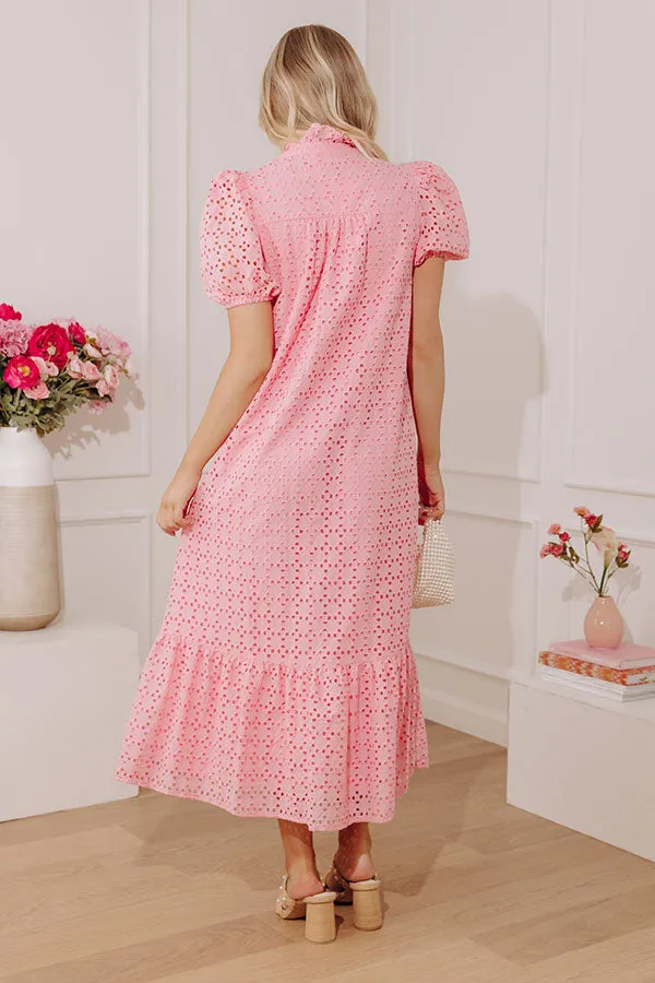 Easy Grace Eyelet Midi Dress in Pink sold by Impressions product image thumbnail 5