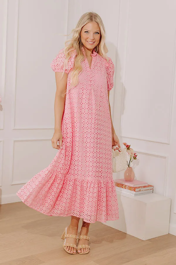 Easy Grace Eyelet Midi Dress in Pink sold by Impressions product image thumbnail 2