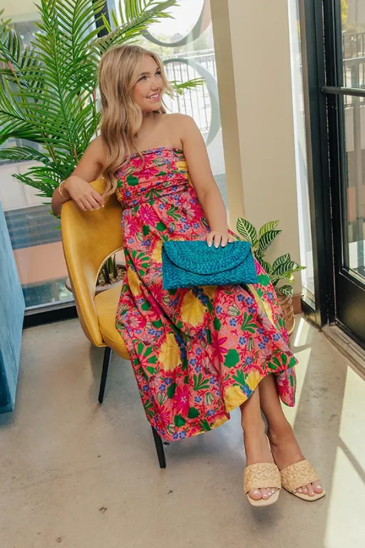 Fiesta Floral Ruched Midi Dress made by Olivaceous