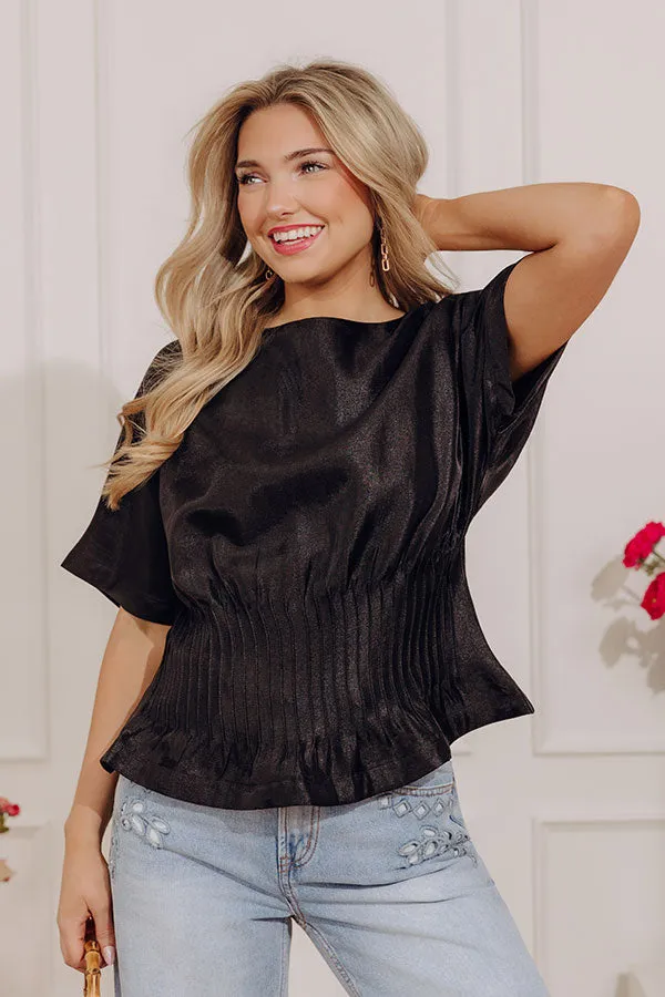 Elite Elegance Pleated Top in Black sold by Impressions
