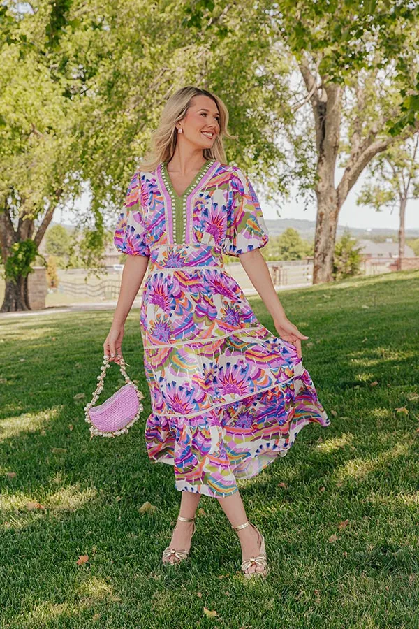 Santorini Coast Floral Tiered Midi Dress sold by Impressions