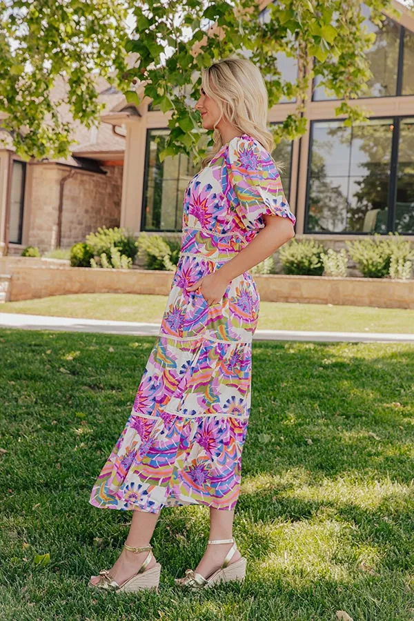 Santorini Coast Floral Tiered Midi Dress sold by Impressions product image thumbnail 5
