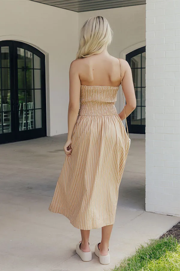 Everyday Classic Stripe Midi Dress in Tan sold by Impressions product image thumbnail 5