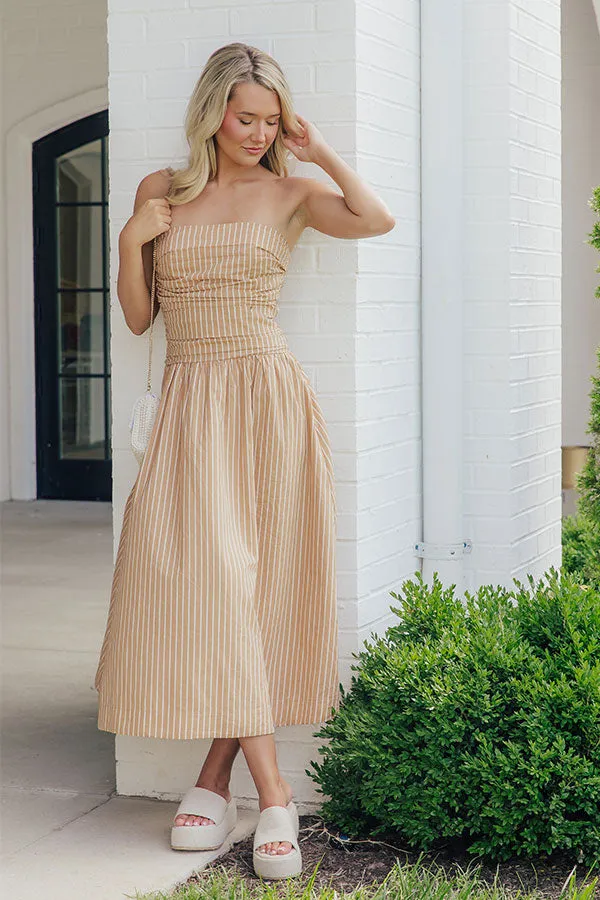 Everyday Classic Stripe Midi Dress in Tan sold by Impressions product image thumbnail 2