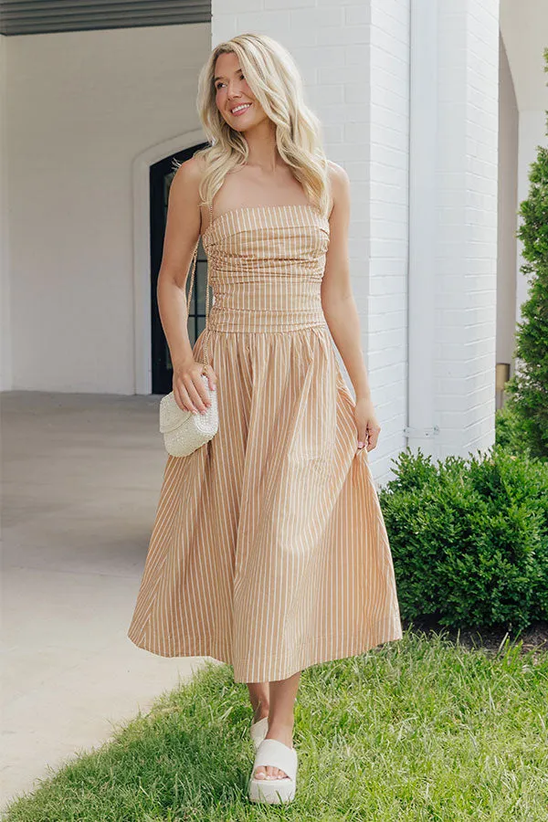 Everyday Classic Stripe Midi Dress in Tan sold by Impressions product image thumbnail 3