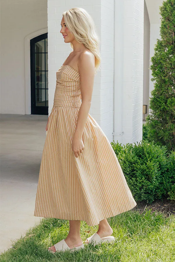 Everyday Classic Stripe Midi Dress in Tan sold by Impressions product image thumbnail 4