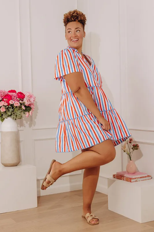 Liberty Lane Stripe Mini Dress Curves made by Sugarlips