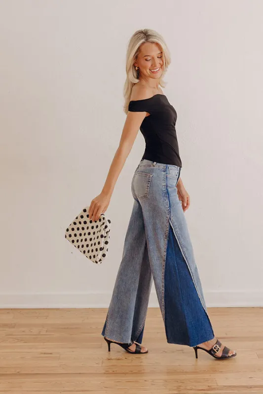 MICA Dakota High Waist 2-Tone Wide Leg Jean made by Mica Denim