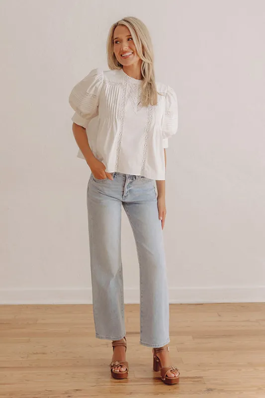 Love in the Details Pleated Top in White made by Pinch