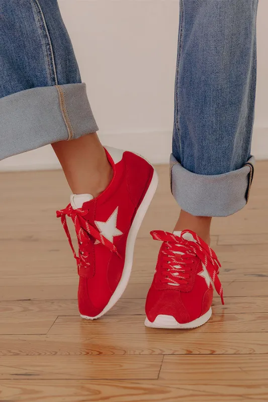 Tamara Faux Suede Sneaker in Red made by Vintage Havana
