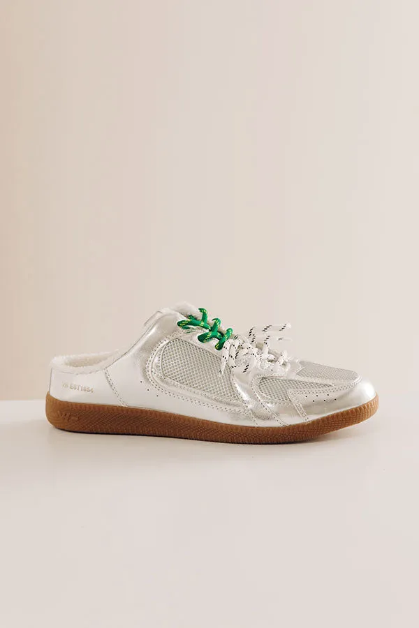 Margo Faux Leather Metallic Slip On Sneaker in Washed Silver sold by Impressions product image thumbnail 2