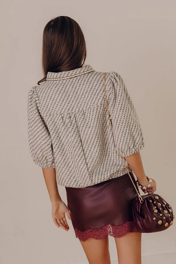 Preppy Charm Tweed Knit Top in Dark Grey sold by Impressions product image thumbnail 4