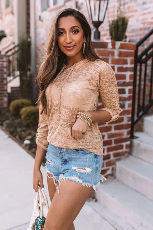 Here For You Burn Out Hoodie In Khaki sold by Impressions