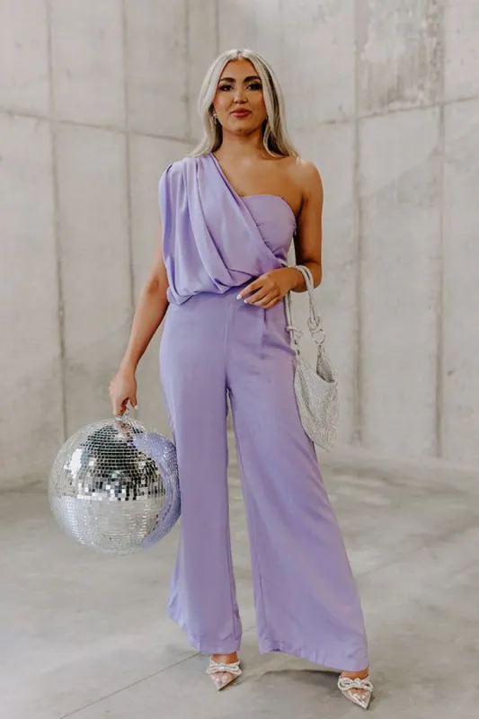 House In The Hills One Shoulder Jumpsuit In Lavender sold by Impressions