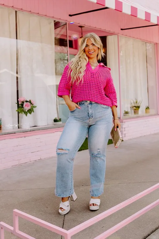 Beachside Bliss Knit Top In Hot Pink Curves sold by Impressions