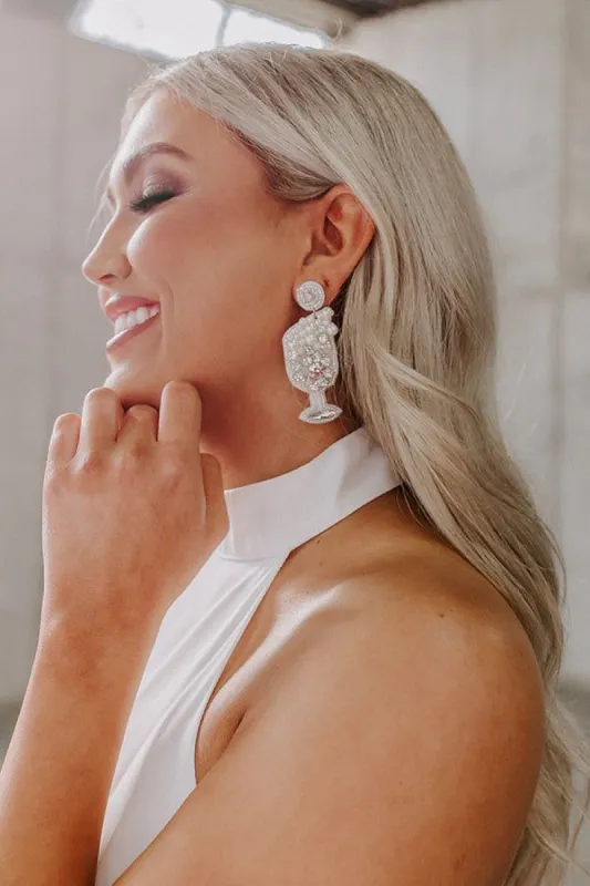 Pop The Bubbly Beaded Earrings In Silver sold by Impressions