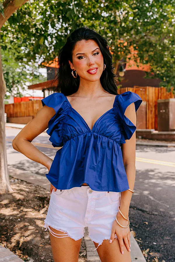 Stay Here Awhile Peplum Top In Dark Blue sold by Impressions product image thumbnail 3