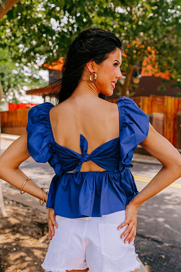 Stay Here Awhile Peplum Top In Dark Blue sold by Impressions product image thumbnail 4