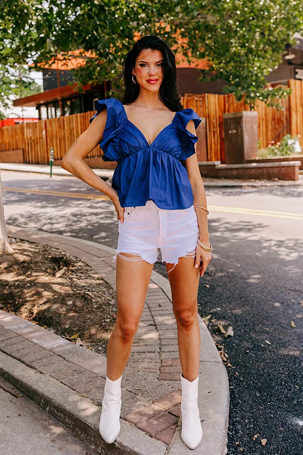 Stay Here Awhile Peplum Top In Dark Blue sold by Impressions product image thumbnail 2