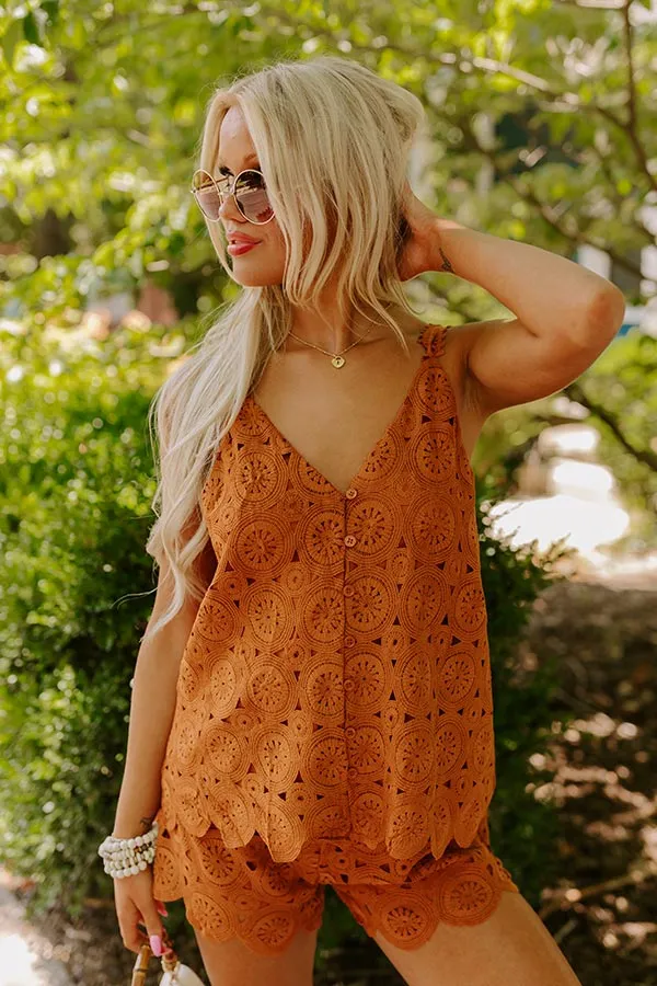 Under The Tucson Sun Crochet Top in Rust sold by Impressions