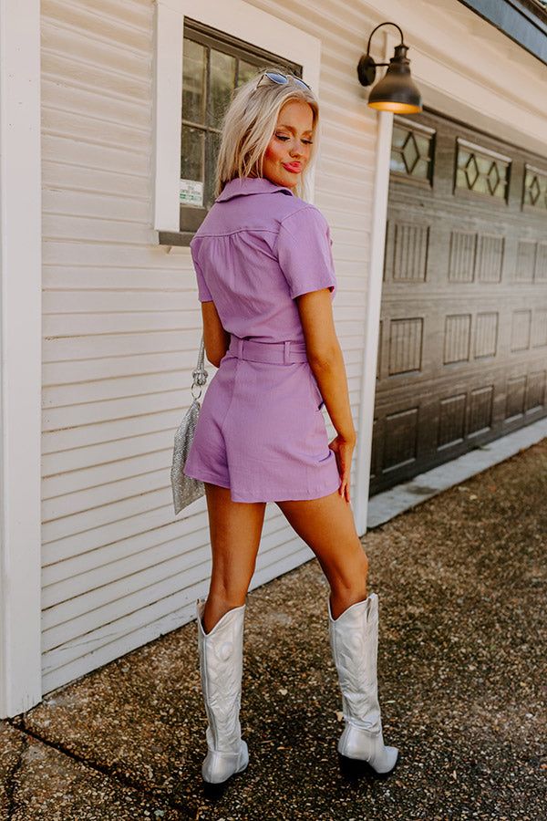 Stay Sophisticated Denim Romper In Lavender sold by Impressions product image thumbnail 3